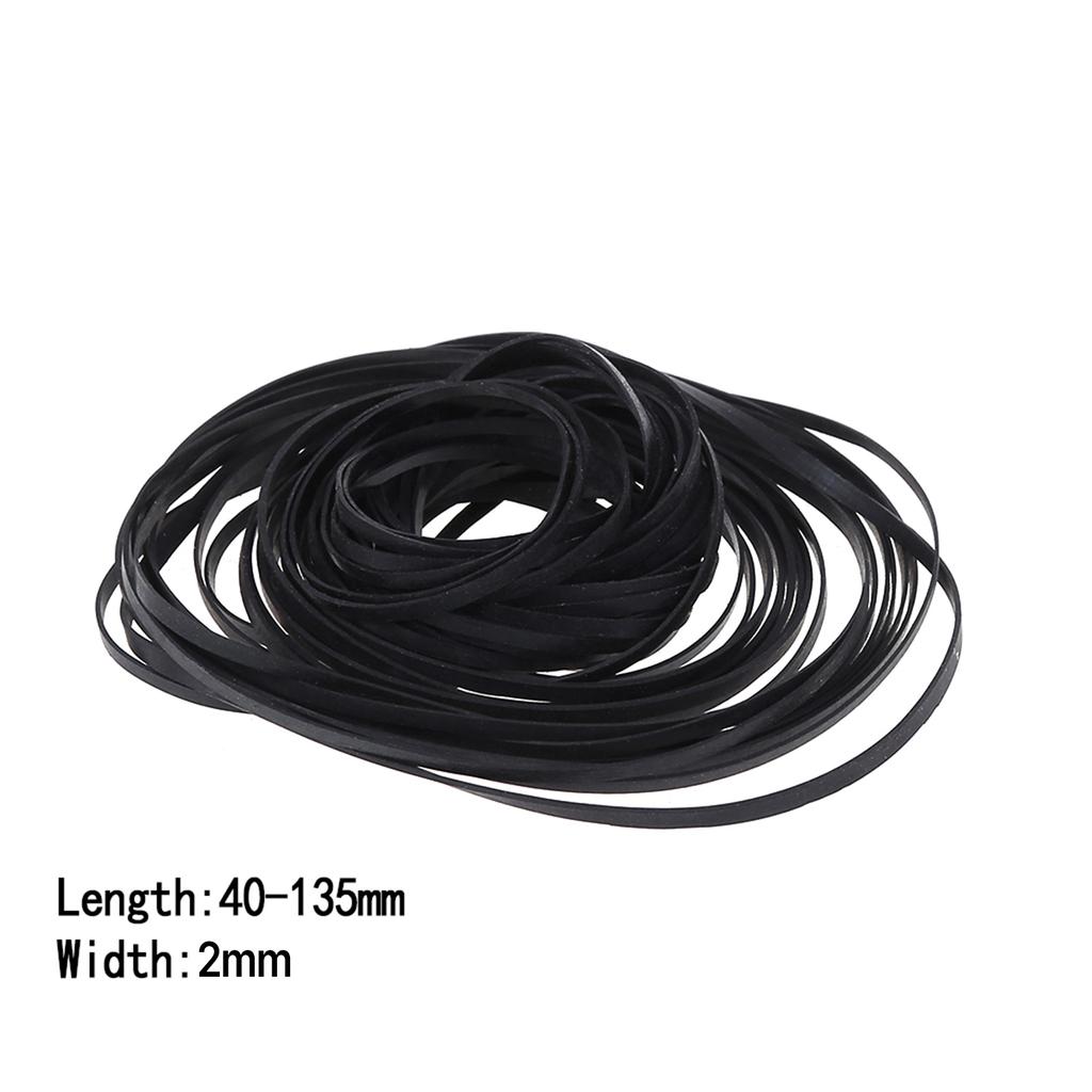 Удобная упаковка из 100 плоских ремней смешанных размеров, приводные ремни для кассетных магнитофонов, ширина 2 мм для магнитофонов, CD DVD-проигрывателей