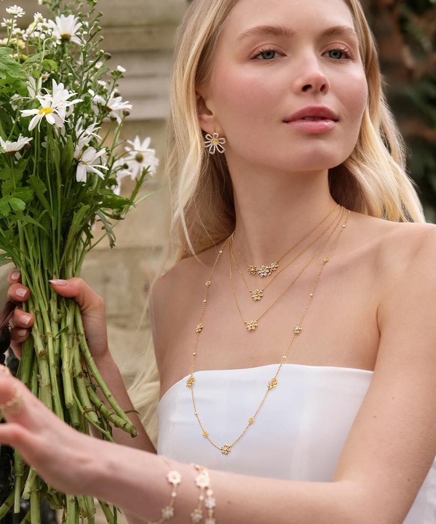 Lola Rose Daisy Citrine Cubic Layered Chain Necklace
