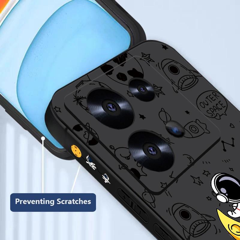 Ударопрочный мягкий ТПУ чехол для Xiaomi 14T 13t 11t Poco F3 X6 X5 Pro Redmi Note 13 12 11 14 Pro Подставка Луна Принт Астронавт Тонкий чехол со шнурком