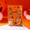 Long Tassel Design Drop Earrings Dripping Oil Effect Pumpkin Earrings Halloween Earrings  For Women