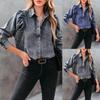Women's European/American Autumn/Winter Lapel Casual Street Style Denim Shirt