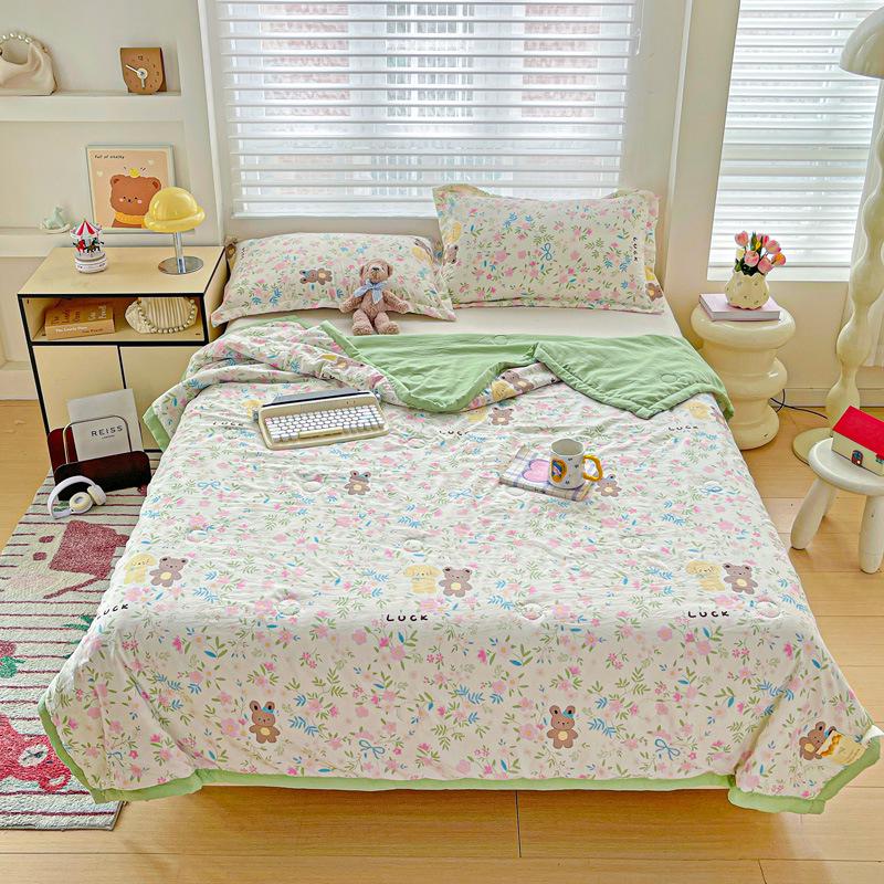 Хлопковое одеяло из марли класса А с соевым волокном - Двухслойное, летнее, прохладное, машинная стирка