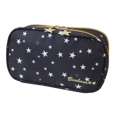 Косметичка AtFirst Makeup Large Star AF8282, Вместимость, Двухслойный дизайн, Черный, Узор,