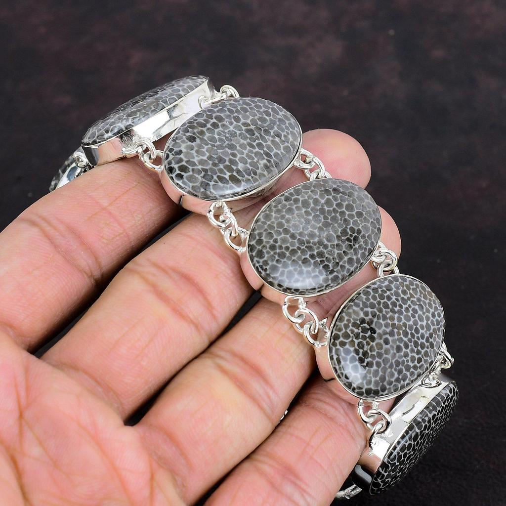 Браслет из кораллов ската, серебряный браслет 925 пробы, регулируемая цепочка, ювелирные изделия ручной работы, браслет из натуральных драгоценных камней, подарок для нее, серебряные ювелирные изделия