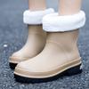 Women's Removable Winter Thermal Socks Short Barrel Fashion Rain Boots Outdoor Fashion Slip-on Waterproof  All-match Rain Boots