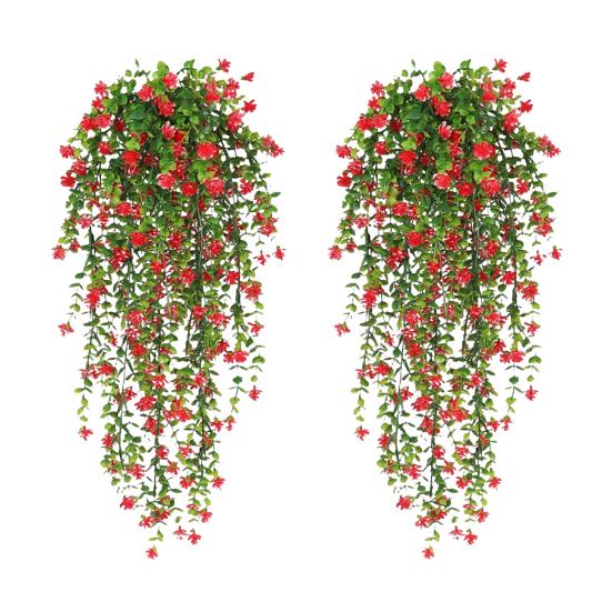 1/2 шт. висячие искусственные цветы, устойчивые к лозе растения, искусственные свисающие цветочные УФ-пластиковые растения плюща для дома