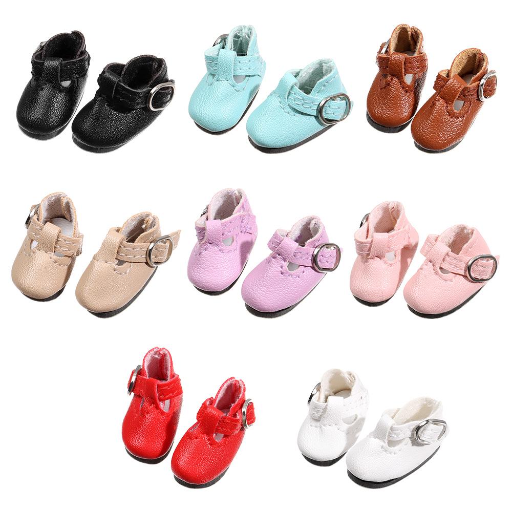 1 Pair 2.8*1.2cm Multicolor PU Leather Play House Change Clothes Game Doll Shoes Dolls Accessories