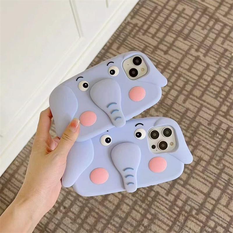 Модный милый чехол для телефона с подставкой со слоном для iPhone 15 14 13 12 11 Pro Max силиконовый чехол для iPhone 15 14 13 12 11