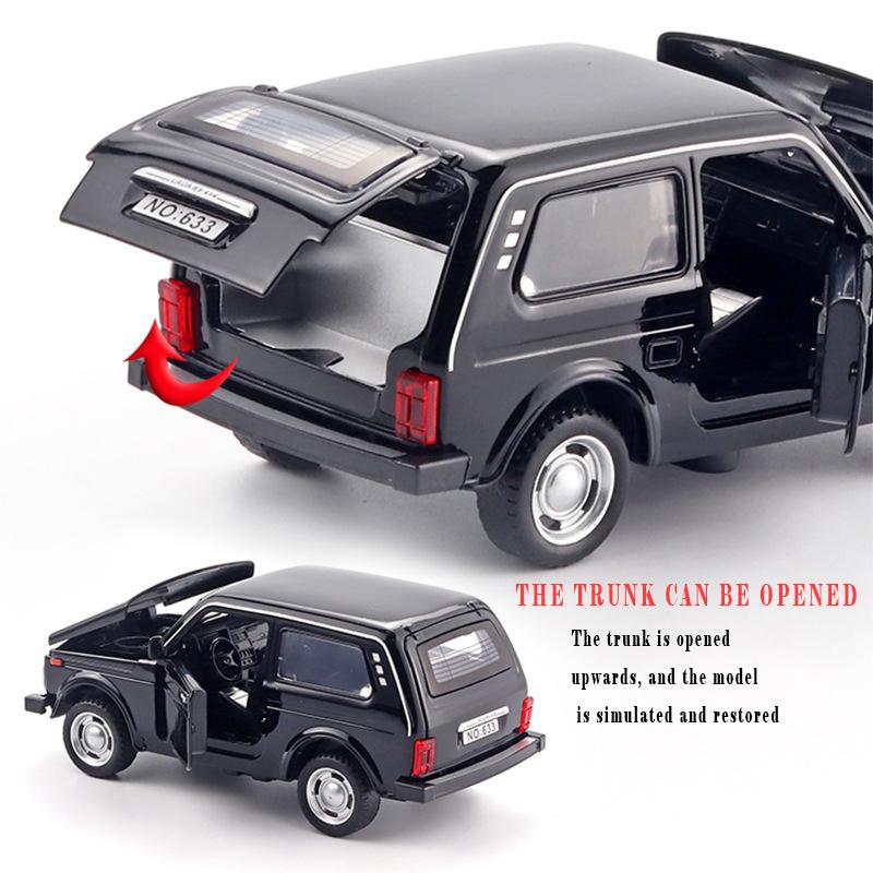 Масштаб 1/32 Lada NIVA Jeeps, литая под давлением модель автомобиля, игрушечный автомобиль с откатным механизмом, звуком и светом для детей, коллекция подарков для мальчиков и девочек