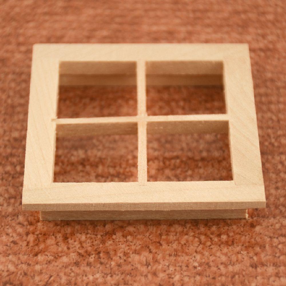 Аксессуары для кукол Сделай сам Двойная оконная деревянная рама Мебель для кукол Стеклянная пластина Окно кукольного домика