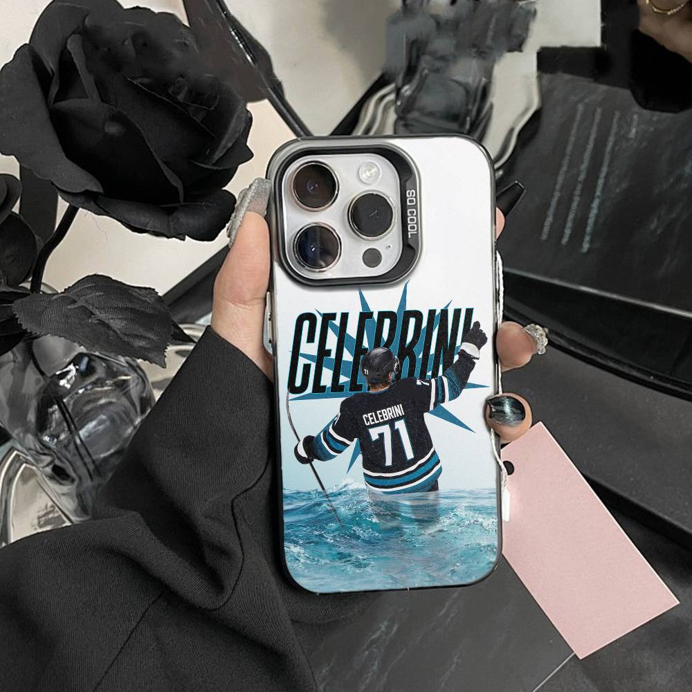 Чехол для телефона Macklin Celebrini San Jose Sharks для iPhone 17,16,15,14,13,12, Pro MAX Черный Матовый Ударопрочный Чехол