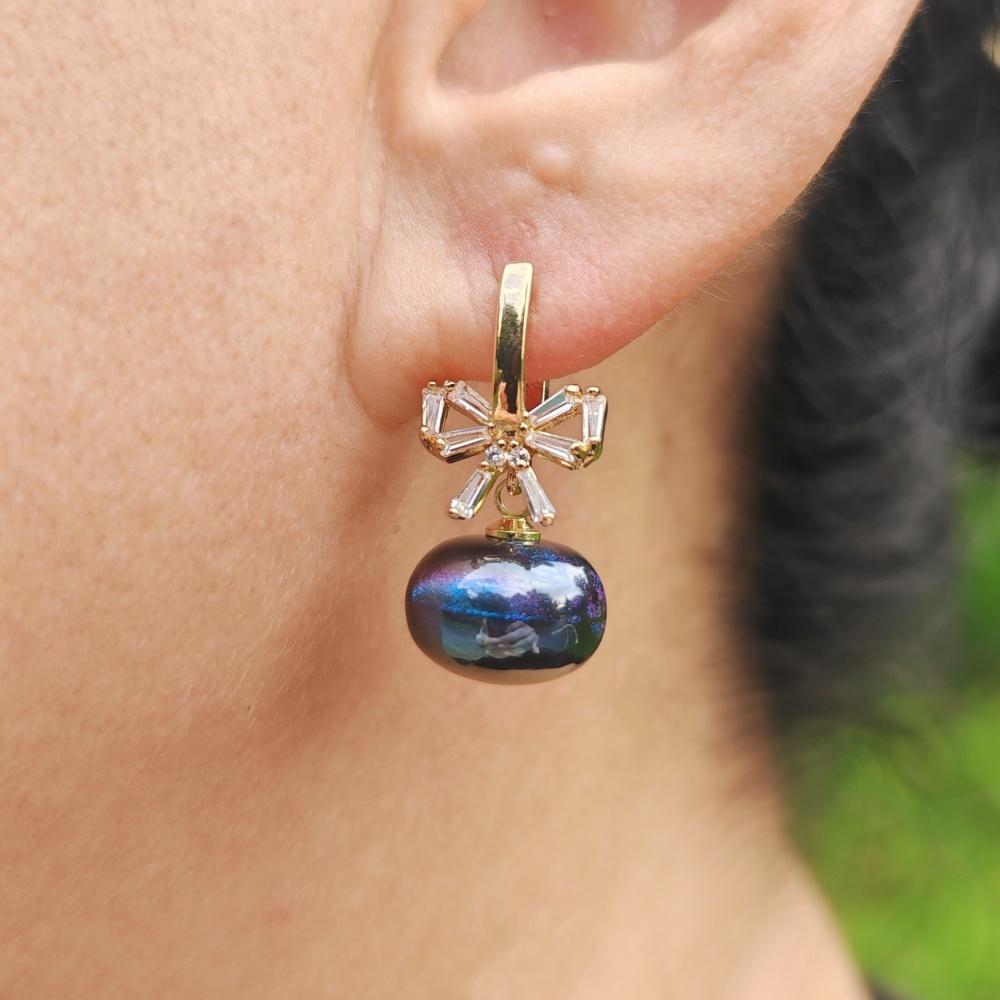 1 пара модных сережек с имитацией жемчуга для женщин, ювелирные изделия с бантом из кубического циркония, свадебные аксессуары