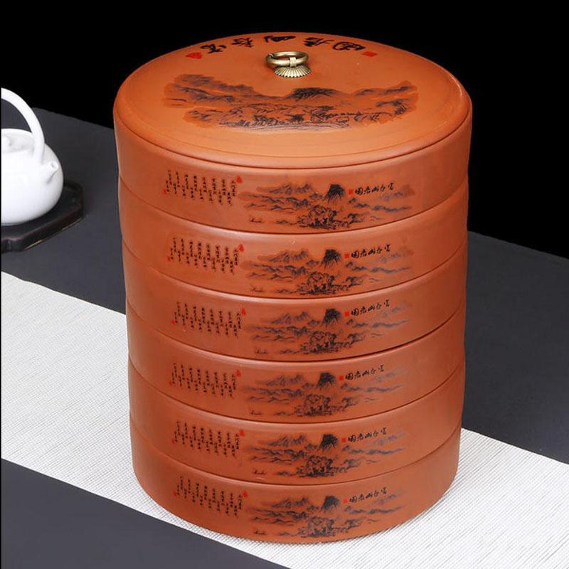 Коробка для хранения чайных лепешек, многослойная керамика, герметичный контейнер для хранения закусок, элегантный принт, органайзер для кофейных зерен в форме ореха