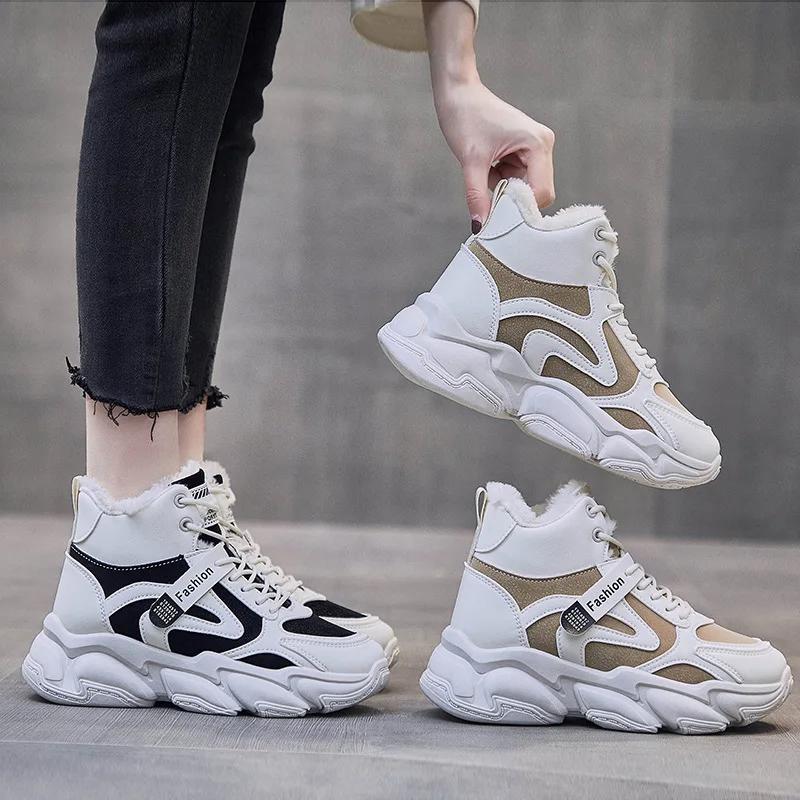 Новые повседневные зимние ботинки на платформе, зимние женские теплые кроссовки, женские ботильоны из плюша и хлопка, женские нескользящие ботинки Zapatillas Mujer