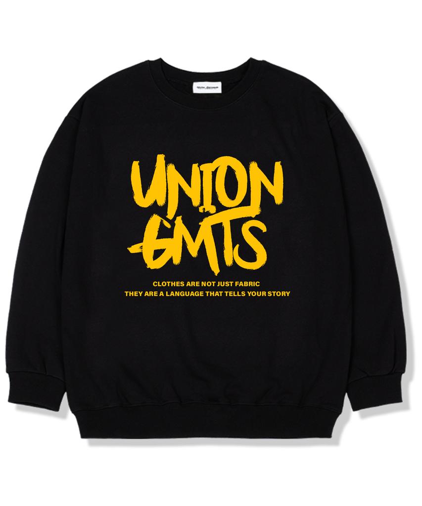 UNION GARMENTS Толстовка оверсайз с подкладкой из флиса и логотипом Черная