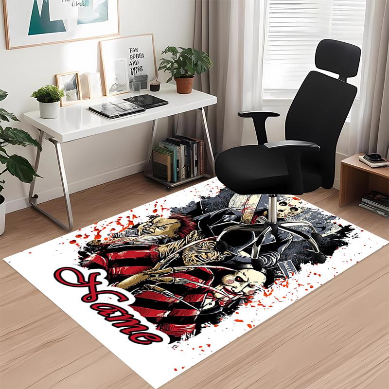 Custom Name Halloween horror Printed Carpet, for Office Chair Living Room Bedroom Kitchen Room Decor Gifts.