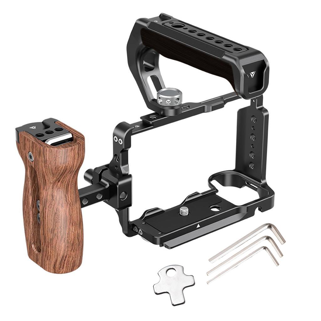 Poyinco JN-138 Видео клетка + Верхняя ручка + Боковая деревянная рукоятка Комплект Клетка для камеры Алюминий