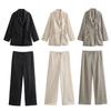 Loose 2 Piece Set Loungewear Women Outfit Chic Long Sleeve Lace-Up Shirt with High Waist Wide Pants Pajamas Set Female Sleepwear