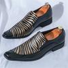 Новые мужские лоферы с острым носком, в стиле панк, с полосатым узором, для свадьбы, выпускного вечера, жениха, возвращения домой. Zapatos Hombre