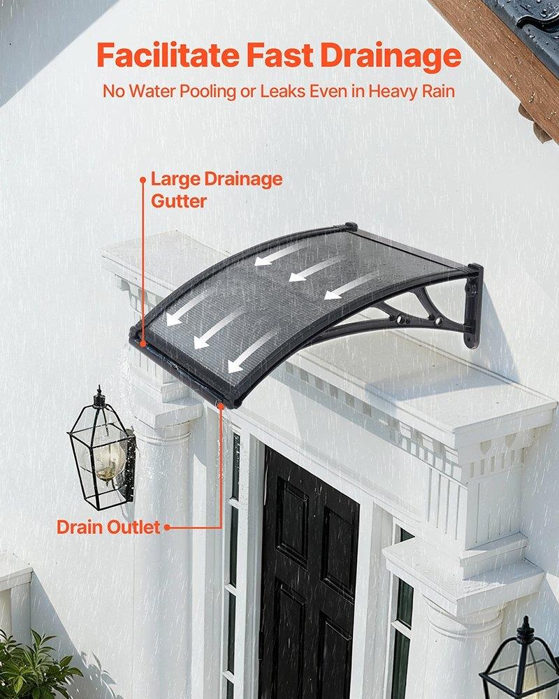 Awnings for Door Entrance, 24 x 24 in, Exterior Front Door Window Awnings with Drainage & ABS Bracket, Rain Snow Sun Protection, Overhang
