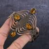 Citrine Gemstone Handmade Copper Wire Wrap Cuff Bangle Adjustable f3h60