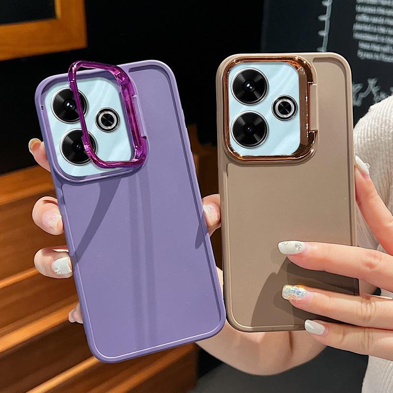 Подставка для камеры, однотонный мягкий чехол из ТПУ для Xiaomi Poco F6 X6 Pro M6 X5 Redmi Note 13 12 11 Pro 10, матовый противоударный защитный чехол для объектива телефона