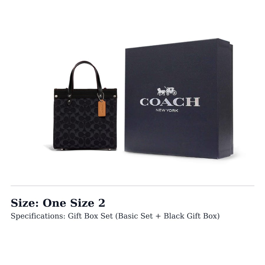 COACH Field Fabric With Cow Leather Tote Bag, Shopping Bag, Shoulder Bag, Crossbody Bag, Handbag Small Women's Black CG091-LHDRJ