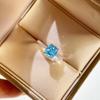 New Simple Elegant Blue Cubic Zirconia Ring for Women Luxury Bride Wedding Ceremony Party Rings Anniversary Gift New Jewelry