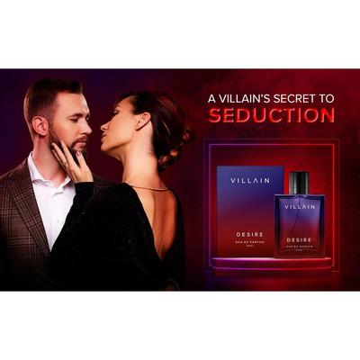 Парфюмерная вода Villain Desire для мужчин-100 мл | Супер чувственный и сильный аромат премиум-класса | Древесный, Пряный| Произведите впечатление на женщин и наслаждайтесь непревзойденной привлекательностью