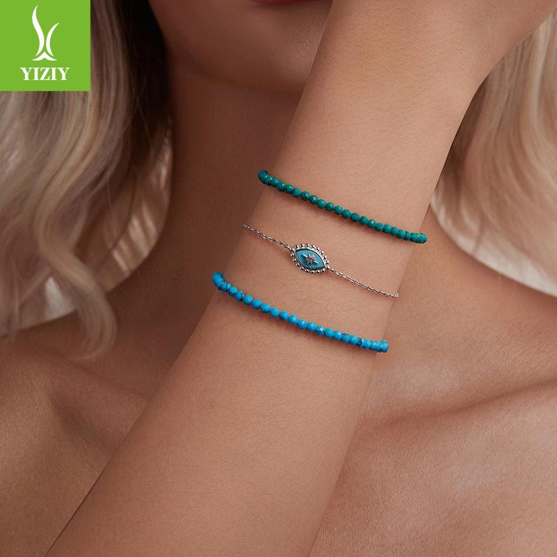 Трансграничный браслет из стерлингового серебра 925 пробы с манго и глазом дьявола для женщин, нишевая модная бижутерия высокого класса в стиле Nis