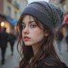 Двухцветная хип-хоп кепка Модная шапка-колпак из чайного дерева Вязаная шерстяная шапка Теплая шапка Рукав плиссированный красный