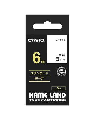 Оригинальная лента Casio Label Writer Nameland Tape 6 мм, черные буквы на белом фоне XR-6WE