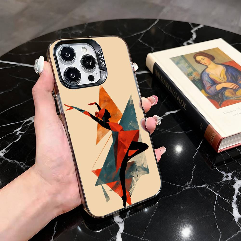Абстрактная Геометрическая Арт Чехол Для Телефона Для iPhone 17,16,15,14,13,12,11 Plus,Pro Max,XS,Красочный Серебряный Чехол Для Телефона Funda Cover