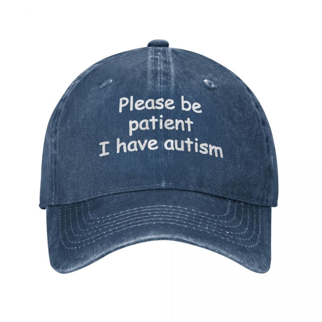 Vintage Please Be Patient I Have Autism Baseball Caps Unisex Style Distressed Washed Snapback Hat Outdoor Summer Hats Cap