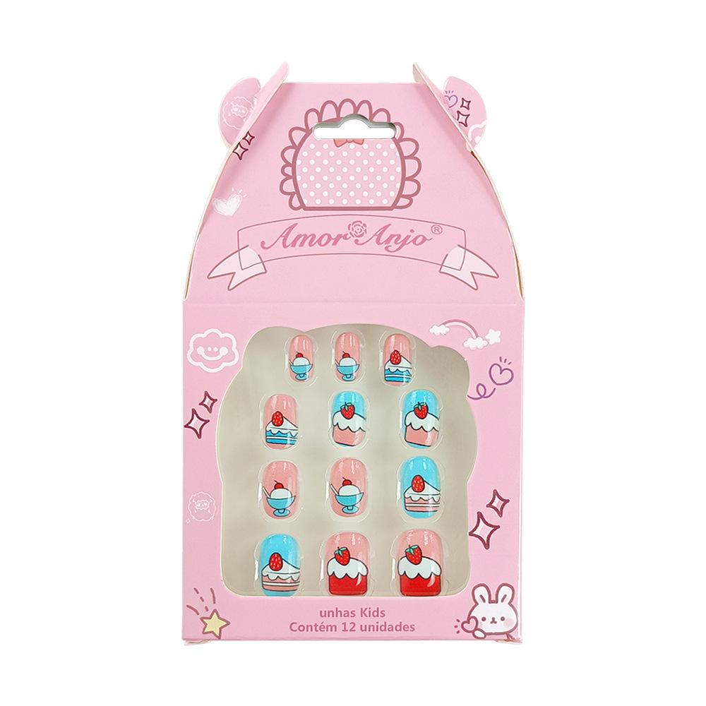 12 шт./компл., дети носят милые мультяшные детские накладные ногти без клея, водонепроницаемые готовые ногти, наклейки для ногтей Qucik