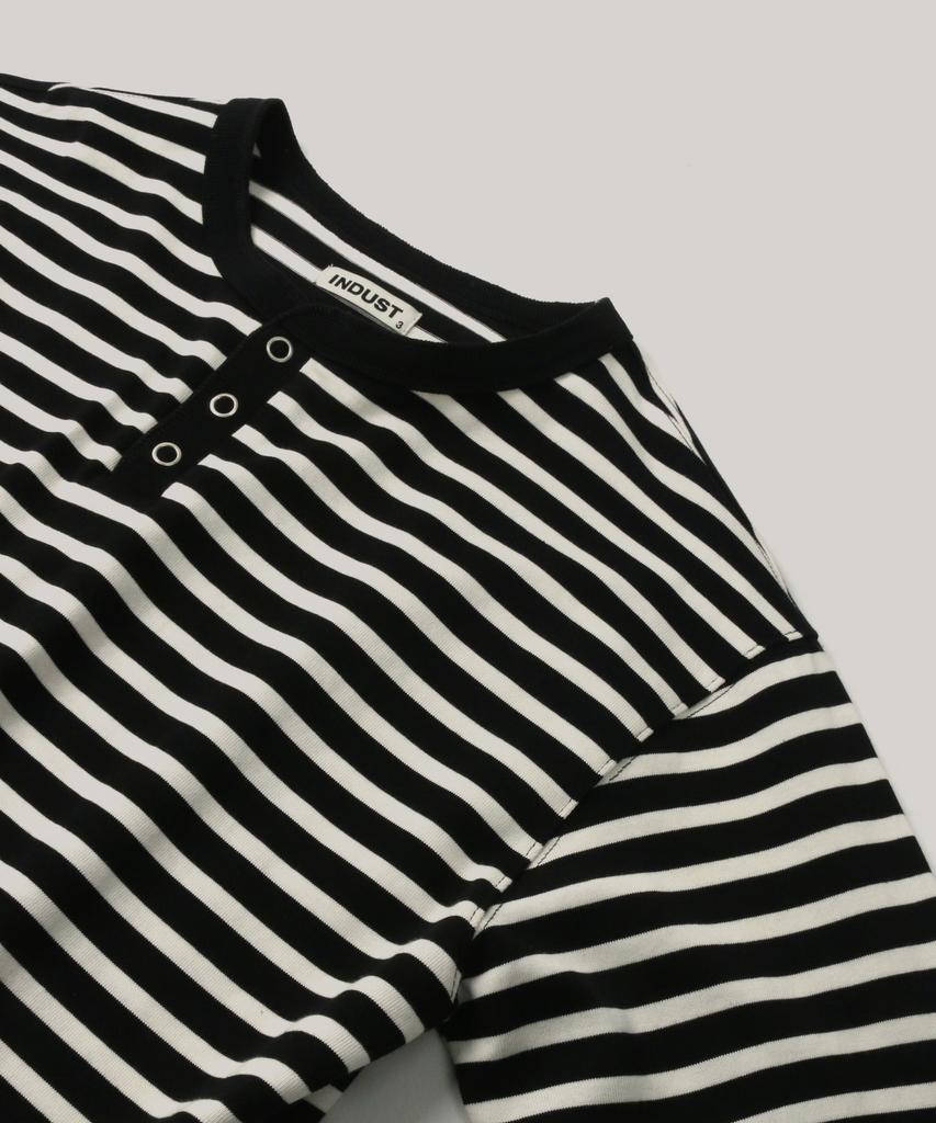 INDUST Striped Henley Neck Sweatshirt_3Color