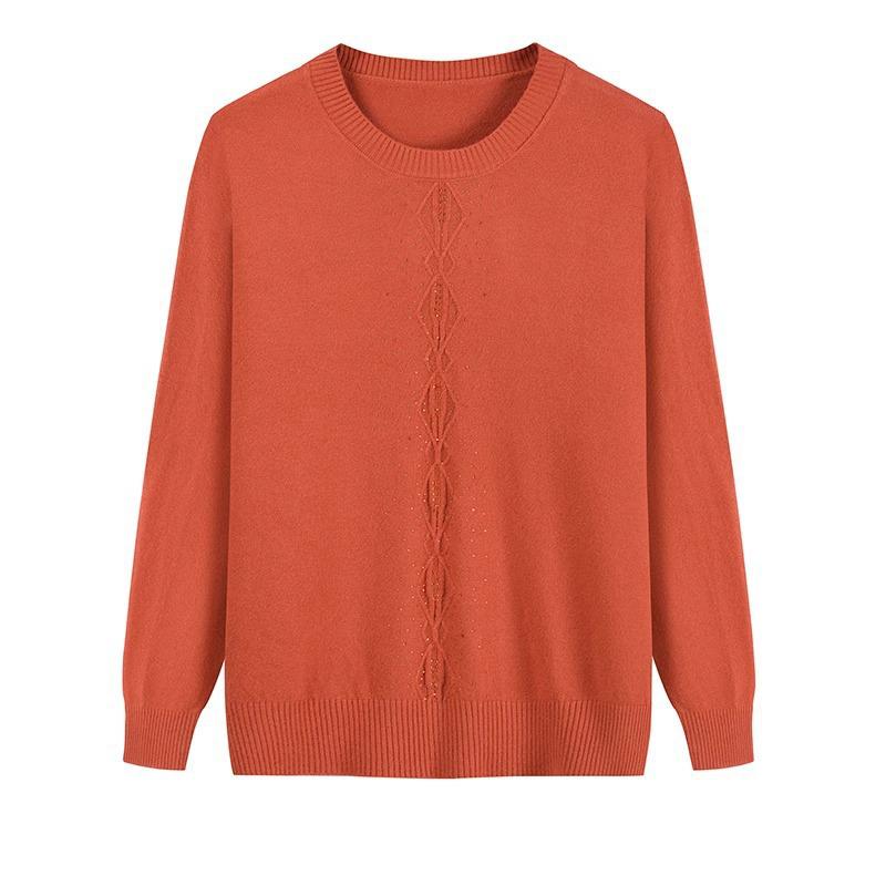 Женский осенне-зимний топ с полувысоким воротником: Новый эластичный свитер однотонной расцветки для людей среднего и пожилого возраста