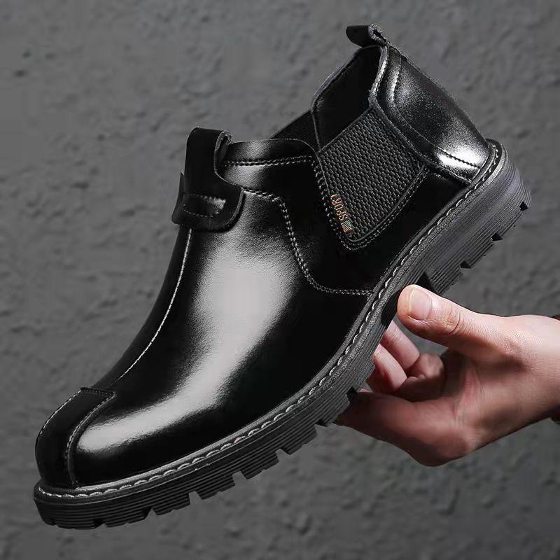 Fashion Men's High-top Leather Shoes Winter Fashion Retro Tooling Boots Casual Leather Boots Comfortable Wear-resistant Motorcycle Boots
