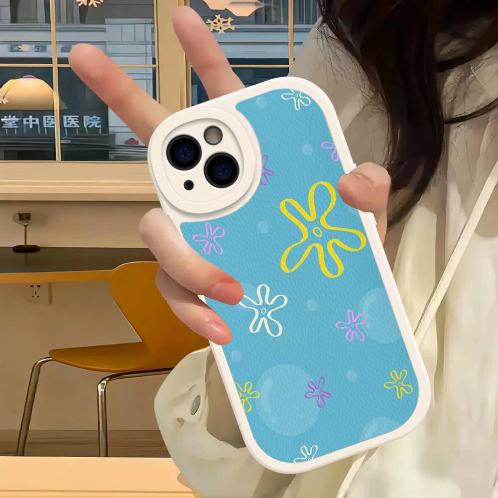 Cute SpongeBob Dolls Phone Case Hard Leather For iPhone 14 13 16 Mini 15 14 11 12 Pro Max Plus Fundas