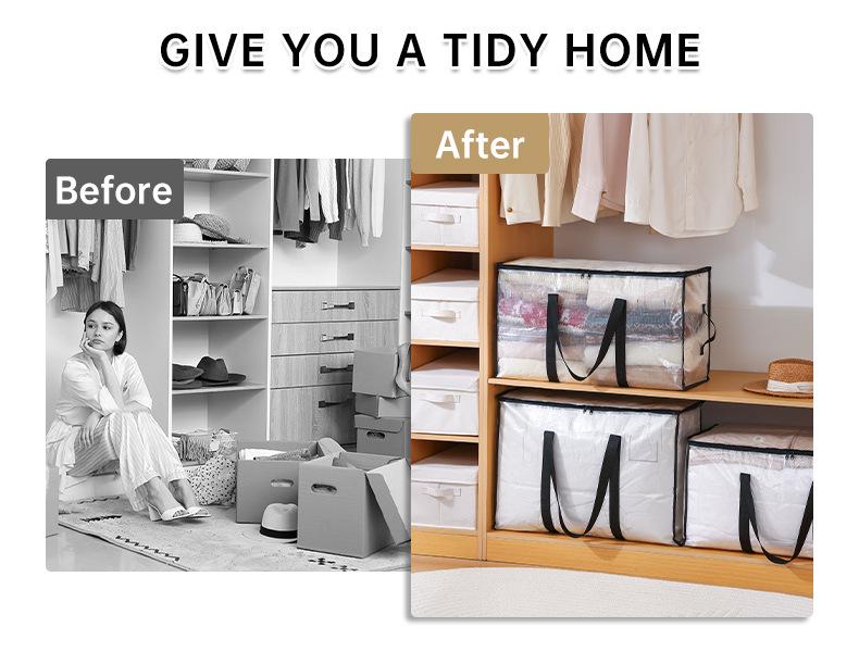 Водонепроницаемая и прозрачная сумка для хранения большой вместимости для одеял и одежды