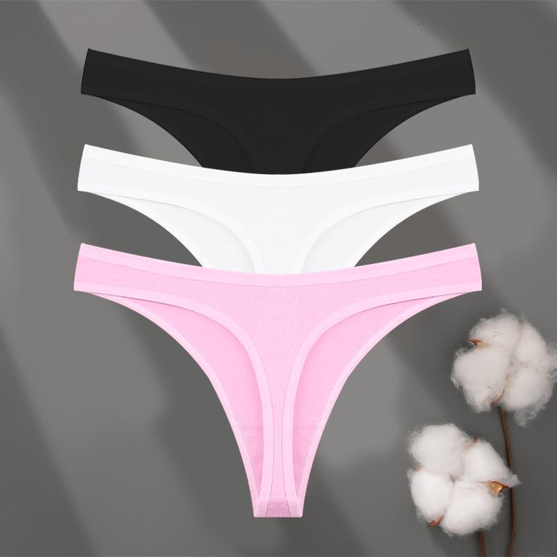 3Pcs/set Cotton Seamless Panties Comfort Underwear for Women Low Waist Breathable Thongs Sexy Solid Sport G-String Soft Lingerie