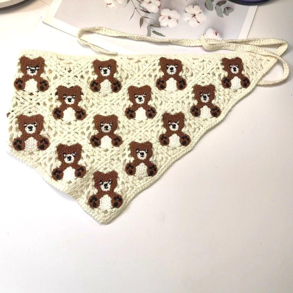 French Pastoral Style Triangle Headband Knitted Headband Towel Fashion Cute Strap Hair Bag Girls