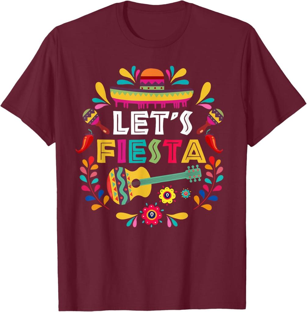 Lets Mexican Fiesta Party Colourful Guitar Fun Unisex T-Shirt