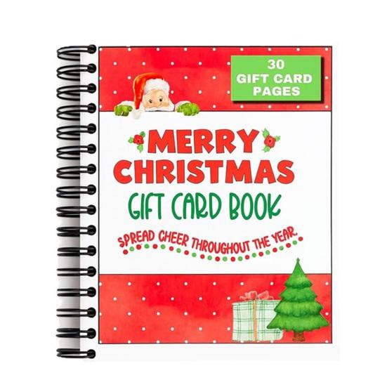 Christmas Gift Card Book Colorful Spiral Bound Merry Christmas Card Book 30 Pages Hardcover Keepsake Gift Card Holder Xmas Gifts