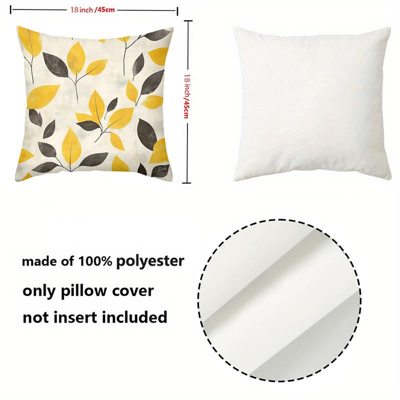 1 Pieces Yellow And Black Leaf Pattern Decorative Throw Pillows Polyester Pillowcase, Sofa Cushion Cov Headboard Pillow