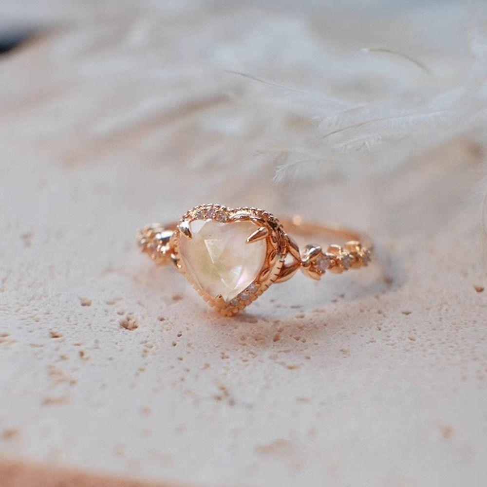 Copper Rinestone Rings Exquisite Vintage Rings Temperament Shining Open Ring  Gifts