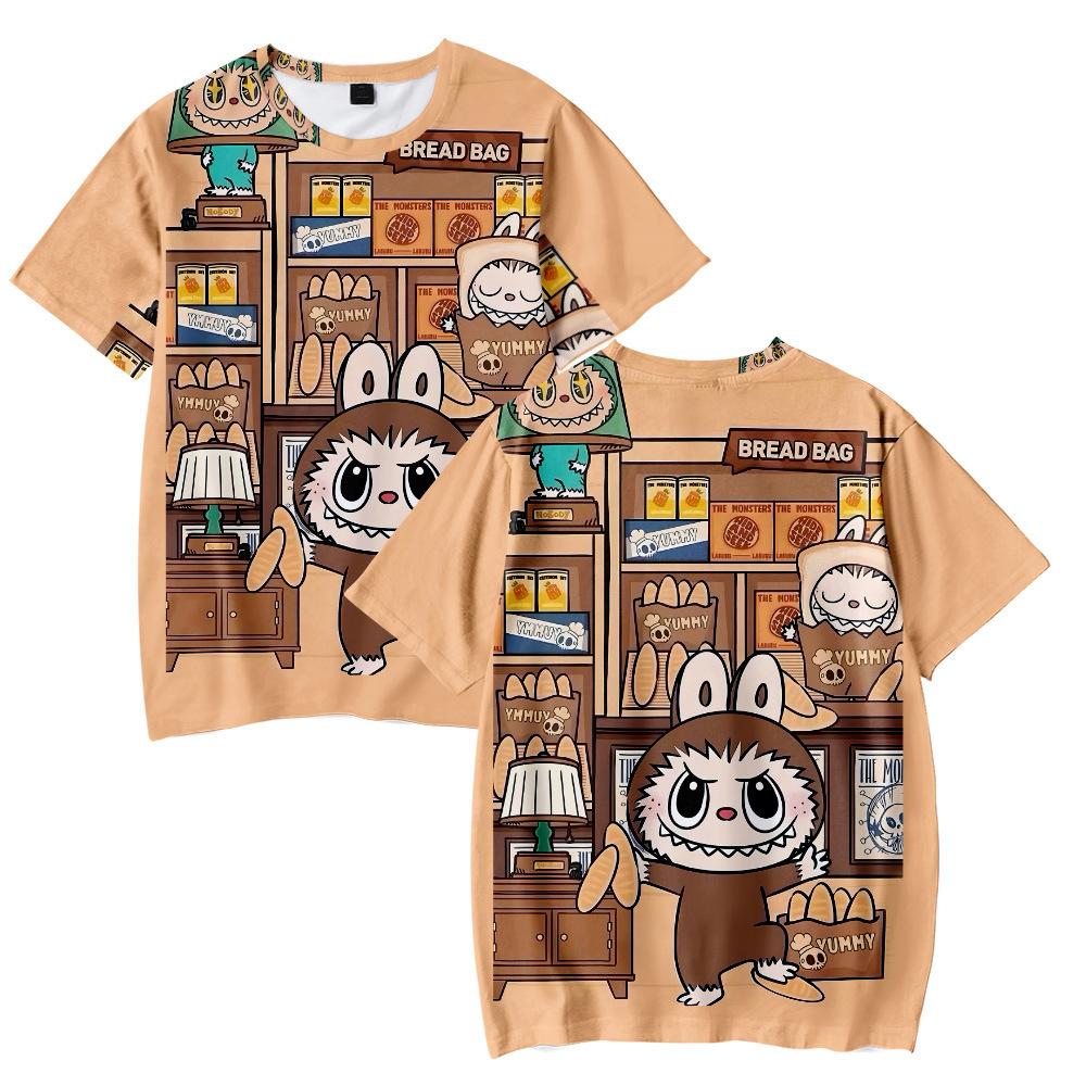 8 цветов Женская Мужская Повседневная Футболка LABUBU Принт Футболка Летняя Женская Мужская Одежда Модные Футболки