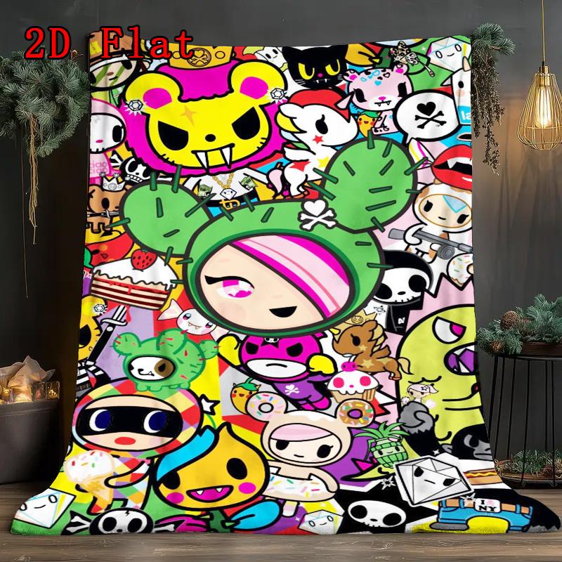 tokidoki 2D Flat Pattern Flannel Blanket High quality All Seasons Warmth and Comfort Perfect for Christmas Gifts.PMT0914024
