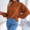 Autumn Winter Women's High Neck Fried Dough Twist Lantern Sleeve Bottoming Sweater