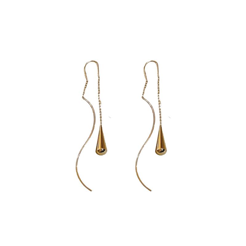 Metal water drop fringed geometric earrings niche simple design earrings European and American high-end temperament earrings